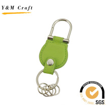 Porte-clés à double anneau avec couleur de cuir vert (Y02551)